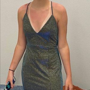 Holographic blue prom dress